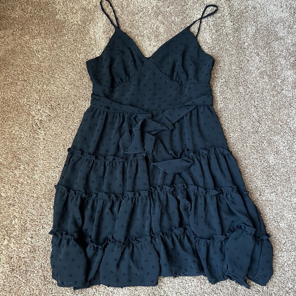Altar'd State Black Ruffled Tiered Mini Dress